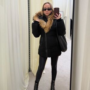 Women's Black Jacket with Faux Fur Trim